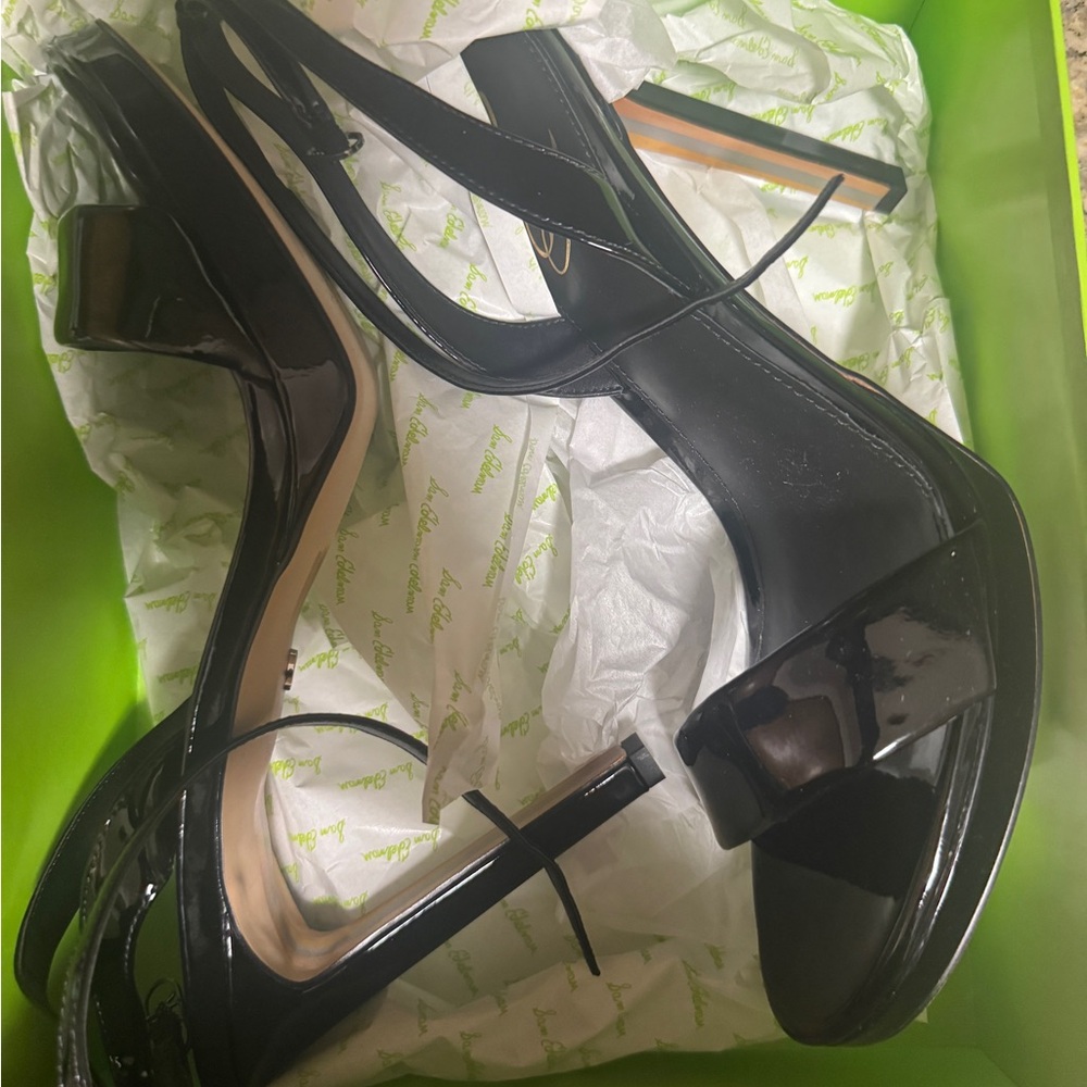 Sam Edelman Black Patent Heeled Sandals - Picture 5 of 5
